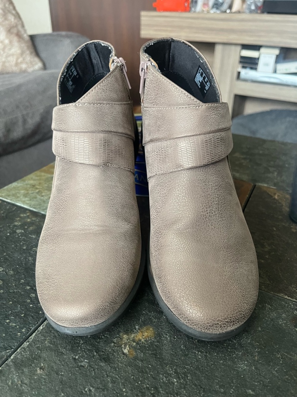Cloudsteppers by Clarks Taupe Slip-On Ankle Booties Size 9